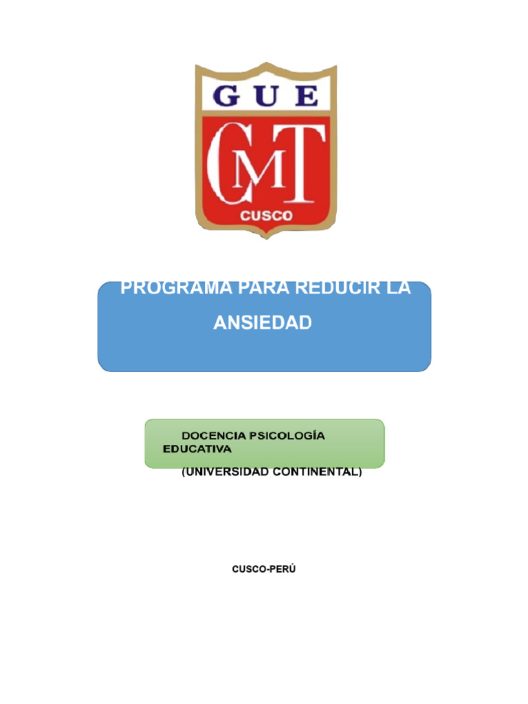 Programa de Intervención para Ansiedad Escolar | PDF