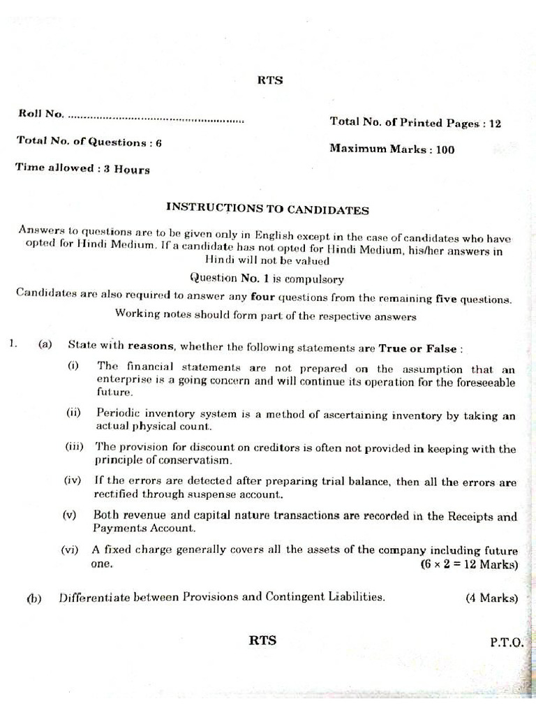 Principles and Practice of Accounting Question Paper Nov 2022 PDF