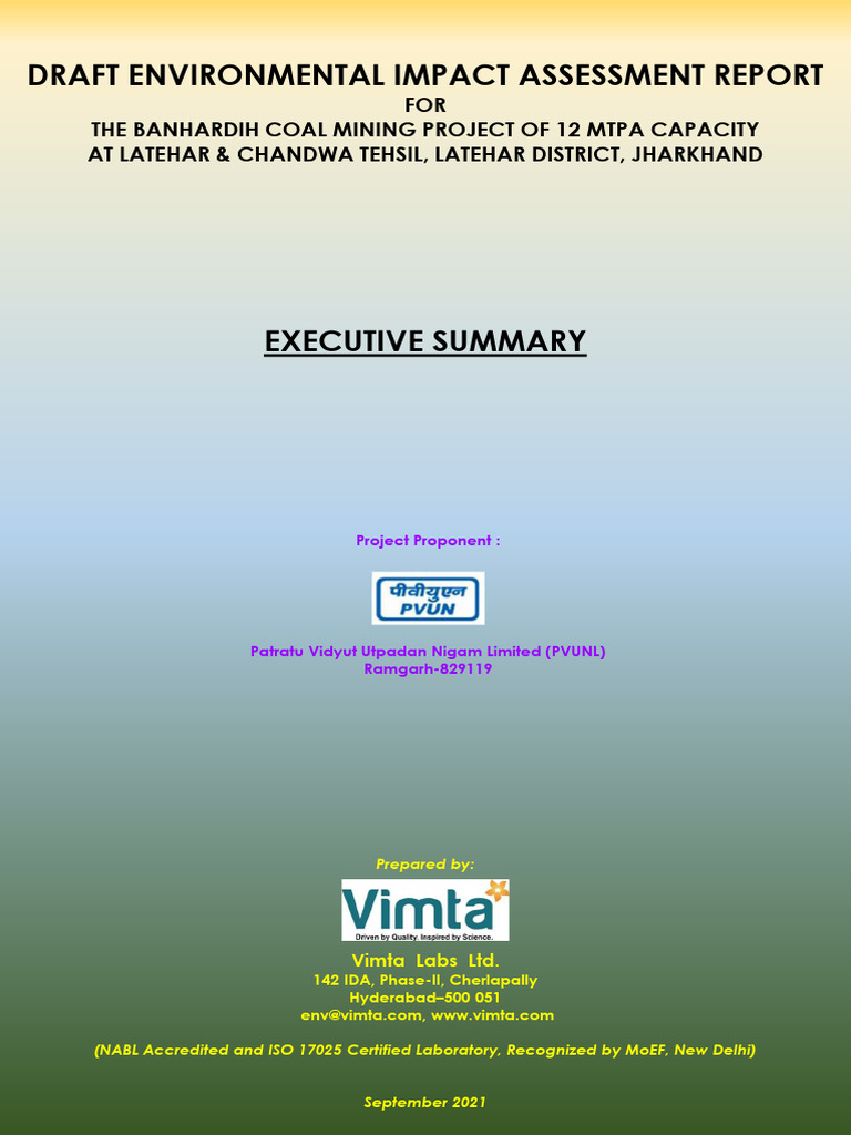 Banhardih Coal Mining EIA Report 12 MTPA | PDF | Technology & Engineering
