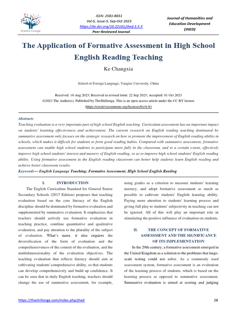 the-application-of-formative-assessment-in-high-school-english-reading
