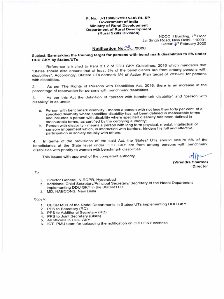 Notification - 02 - 2020 Diasbility Under Ddugky 5 Percent | PDF