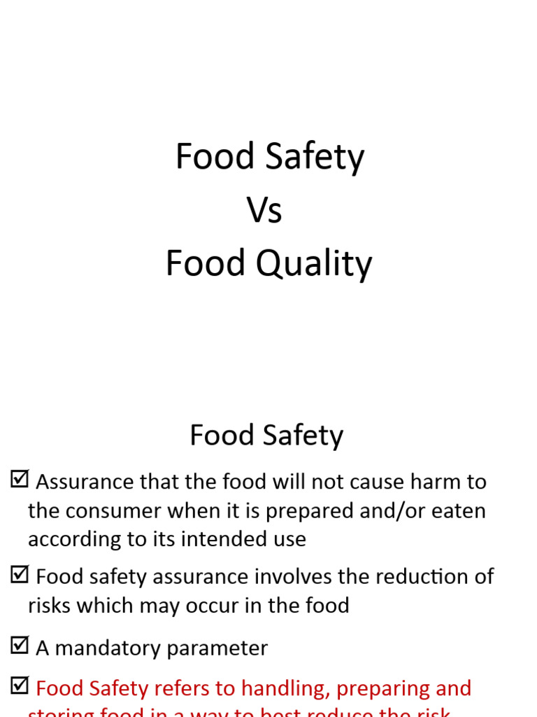 UL Food Safety Vs Food Quality PDF