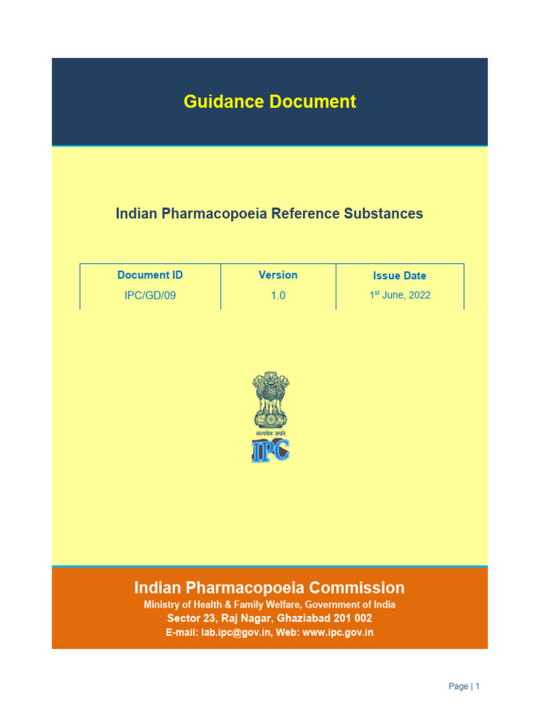 Indian Pharmacopoeia Reference Standards Guide | PDF