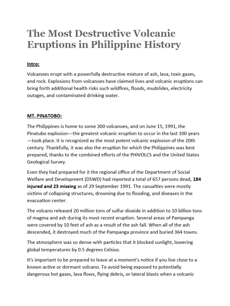 The Most Destructive Volcanic Eruptions in Philippine History PDF