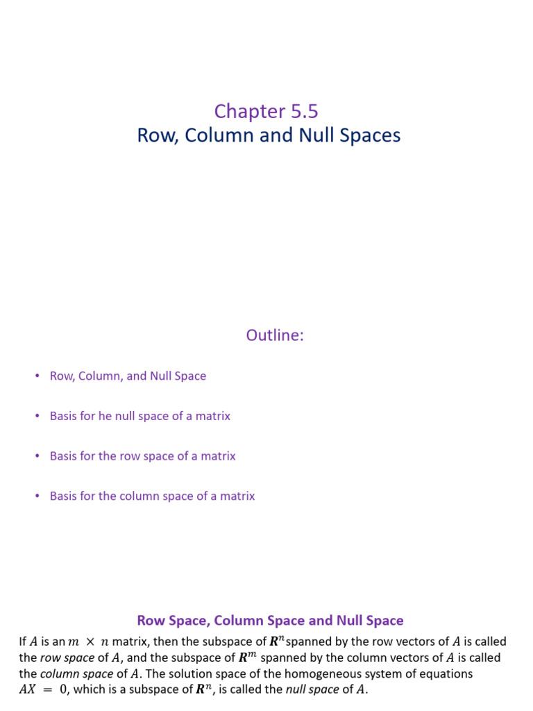 5 5 row column and null space pdf
