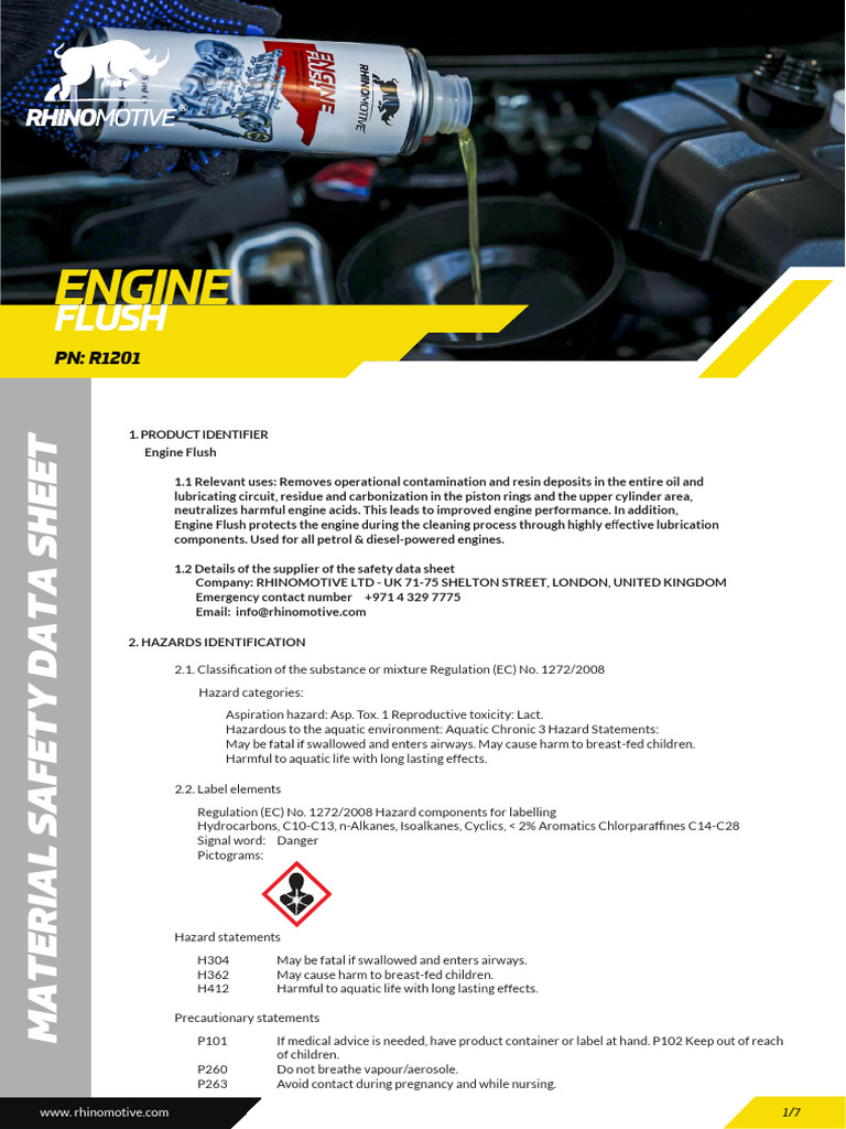 R1201 Engine Flush MSDS PDF