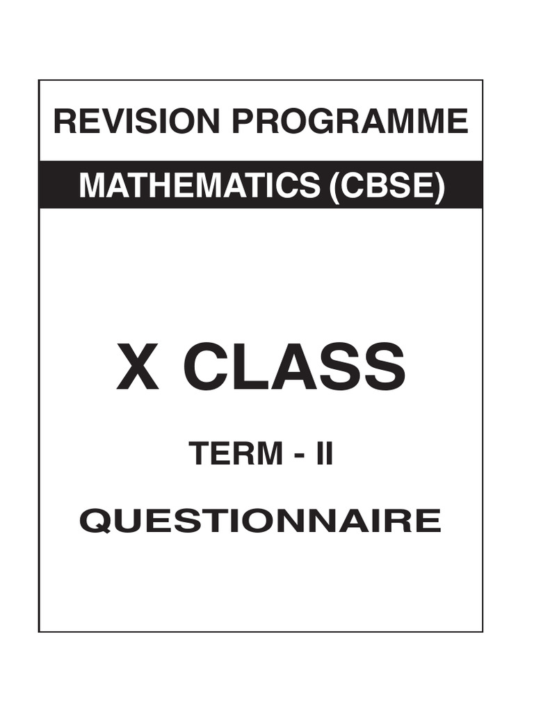 CBSE Mathematics Questionear (Session - 2 & 3) | PDF