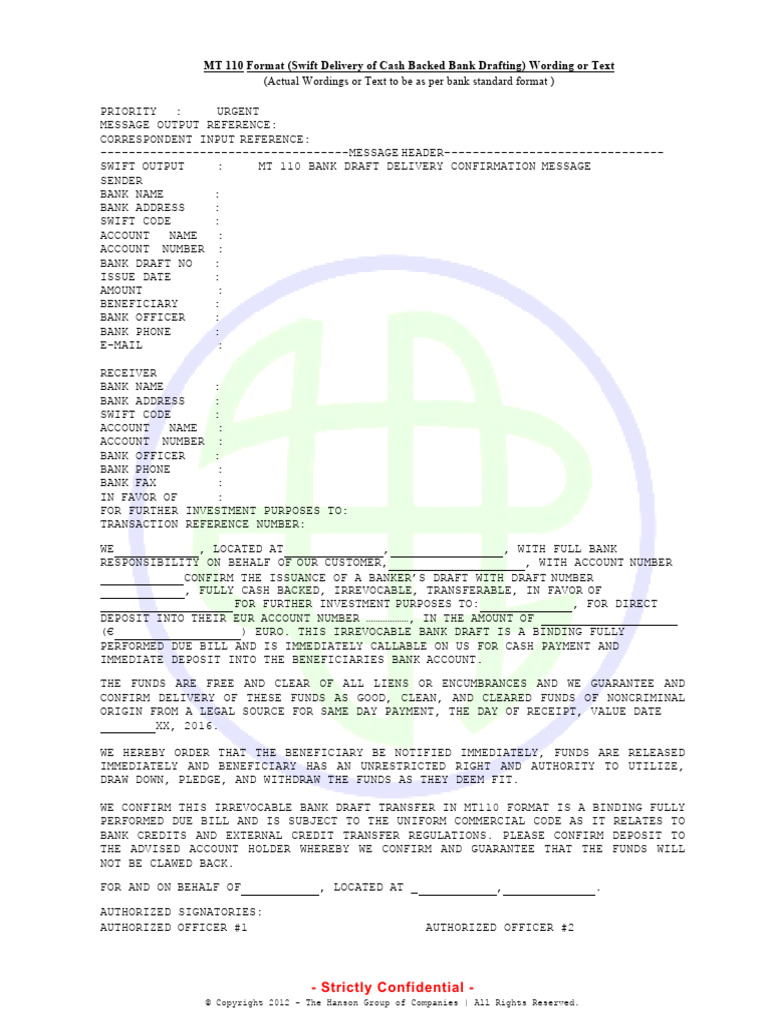 MT110 SWIFT Verbiage | PDF