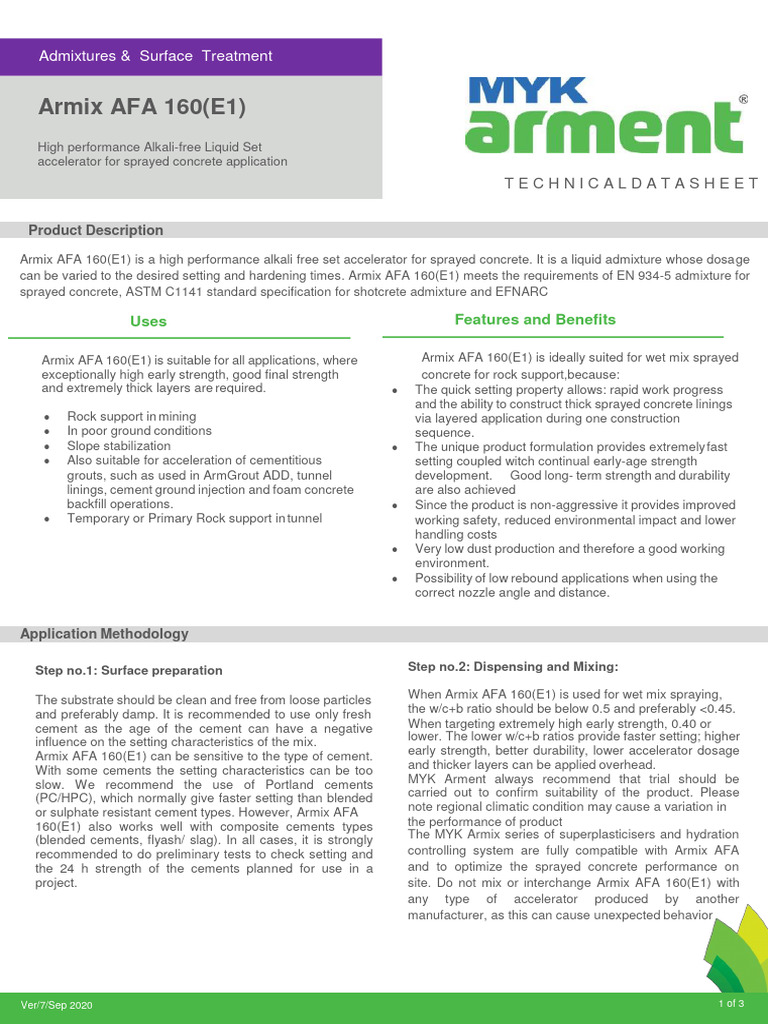 Armix AFA 160(E1) Technical Data Sheet | PDF