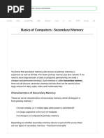 Basics of Computers - Secondary Memory