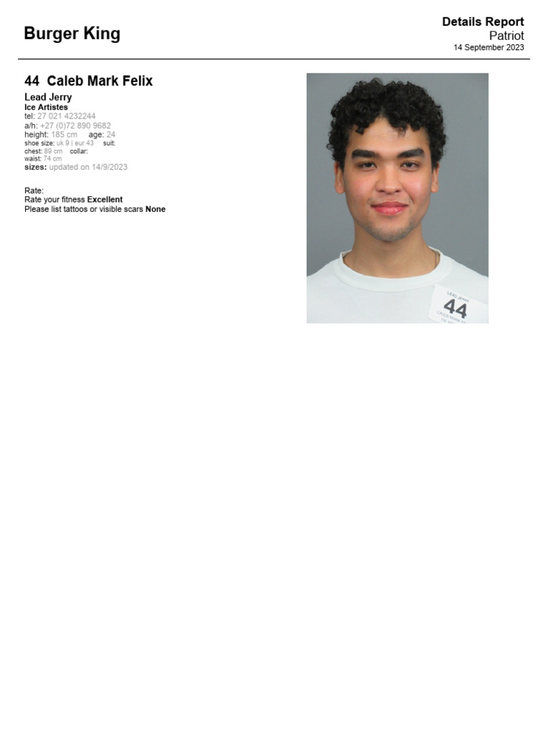 44 - Caleb Mark Felix - Stats | PDF