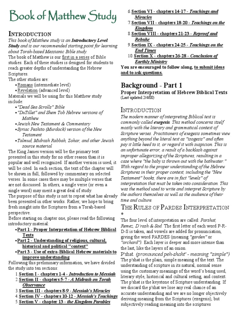 Book of Matthew Study Pharisees Bible
