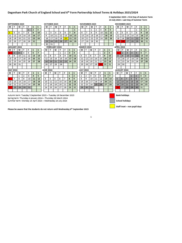 School Term Dates 20232024 PDF