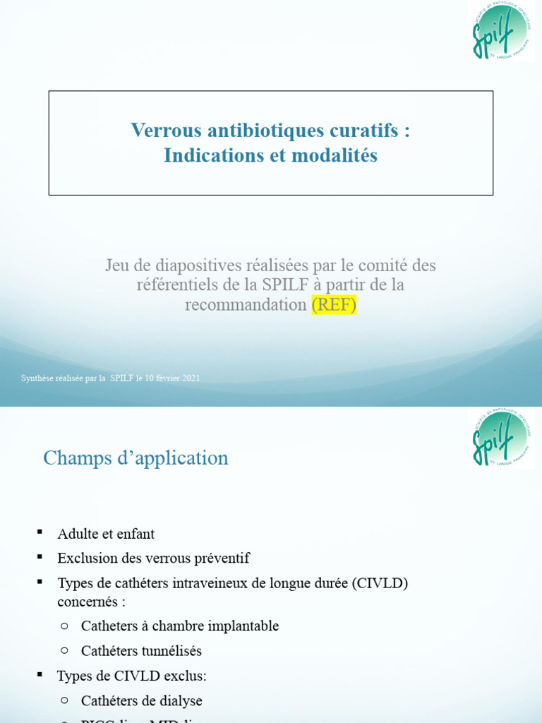 Verrous antibiotiques : Indications et pratiques | PDF | Staphylocoque ...