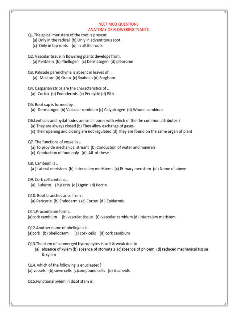 Chemical Control and Coordination PDF Plant Stem Tissue (Biology)