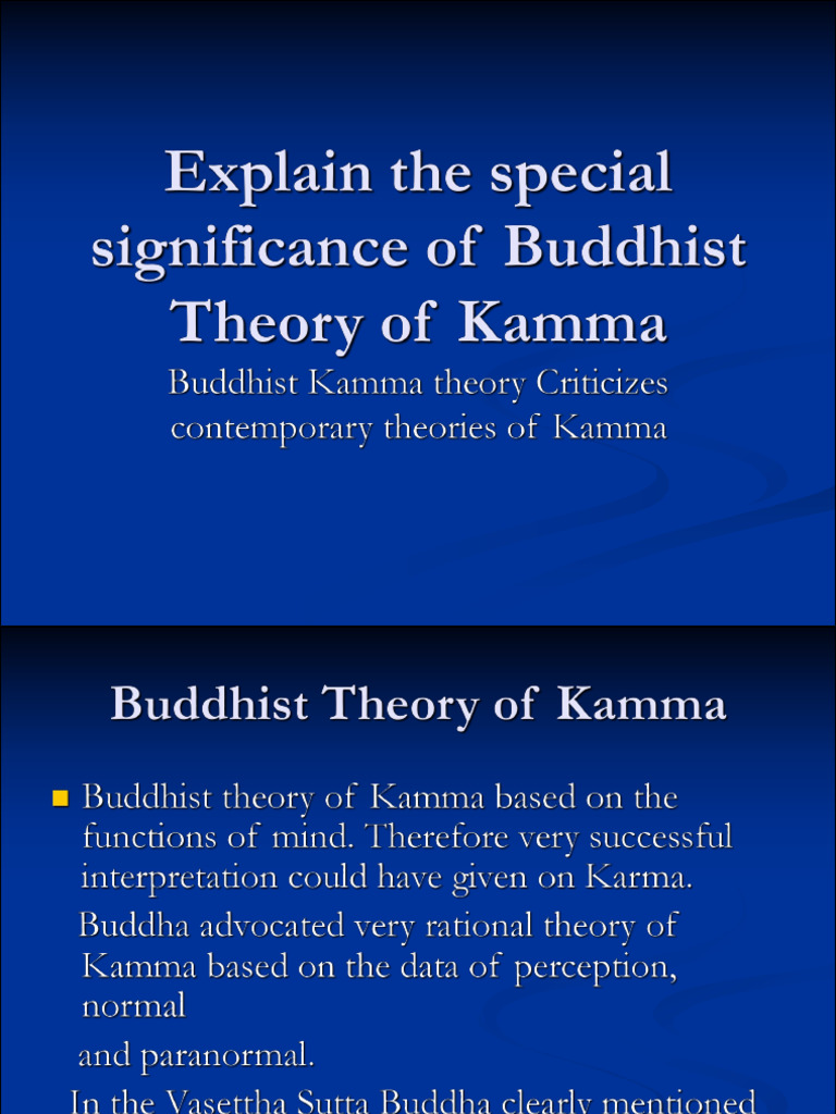 Explain The Special Significance of Buddhist Theory of PDF