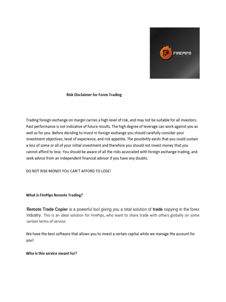 Forex Trading Risk Disclaimer & Service Guide | PDF | Foreign Exchange ...