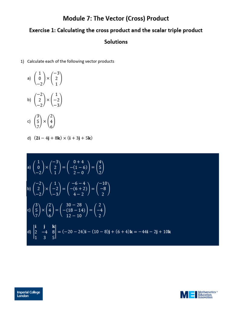 Scalar Triple Product Exercises | PDF
