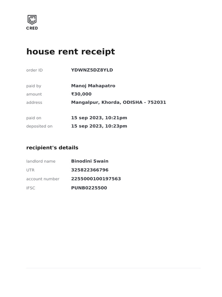 House Rent Receipt: Ydwnz5Dz8Yld | PDF