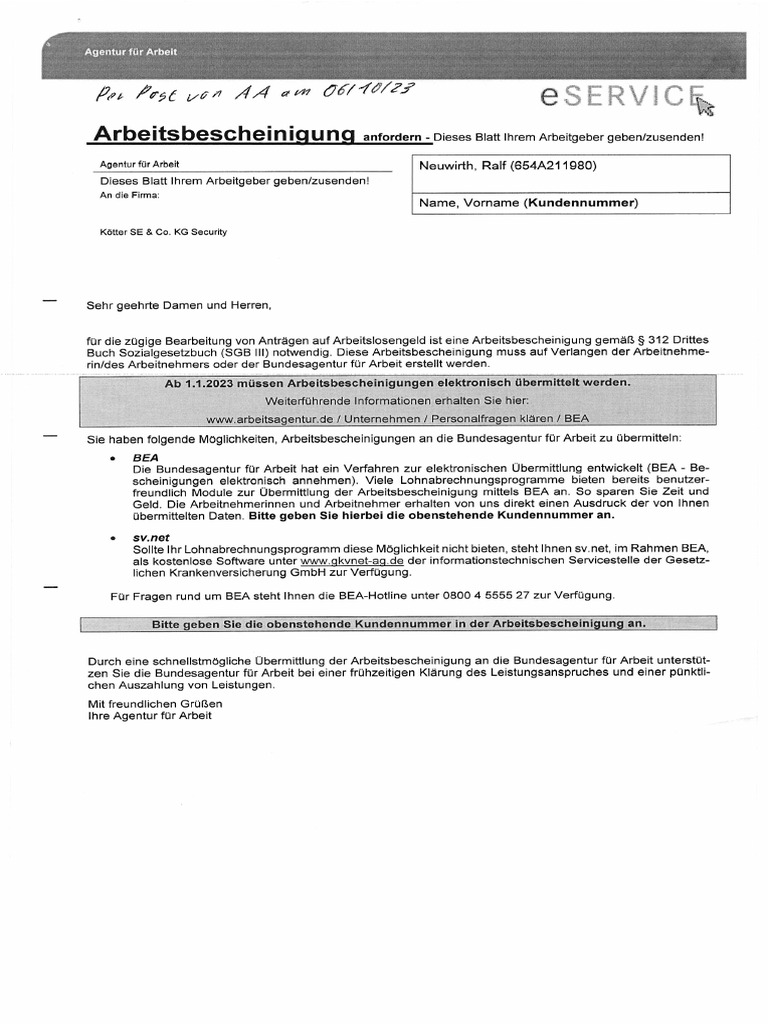 arbeitsagentur arbeitsbescheinigung 312a