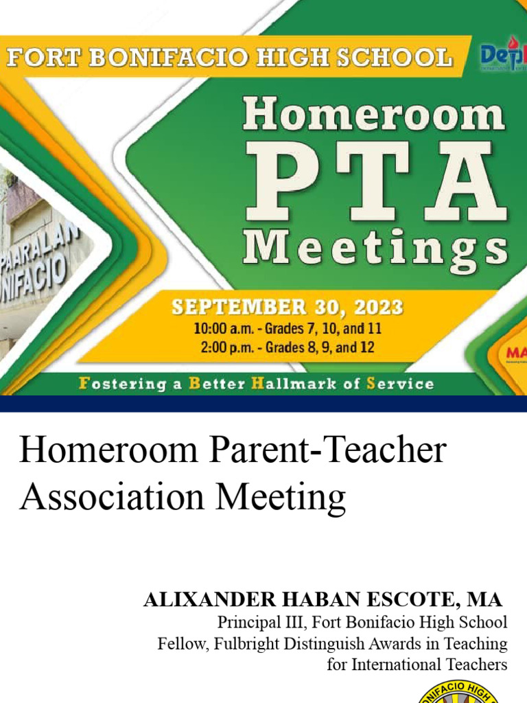 Homeroom Parent TeacherAssociation Meeting PDF