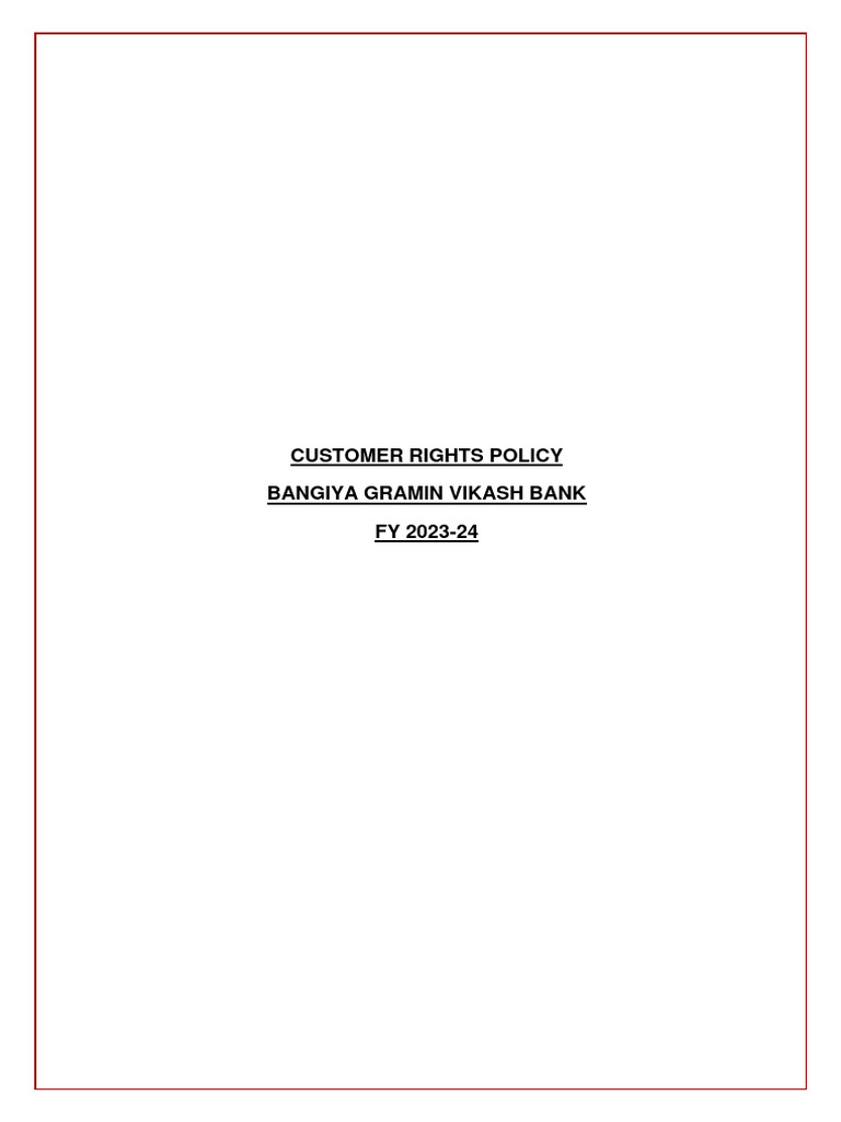 Customer Rights Policy For FY 2023-24 | PDF