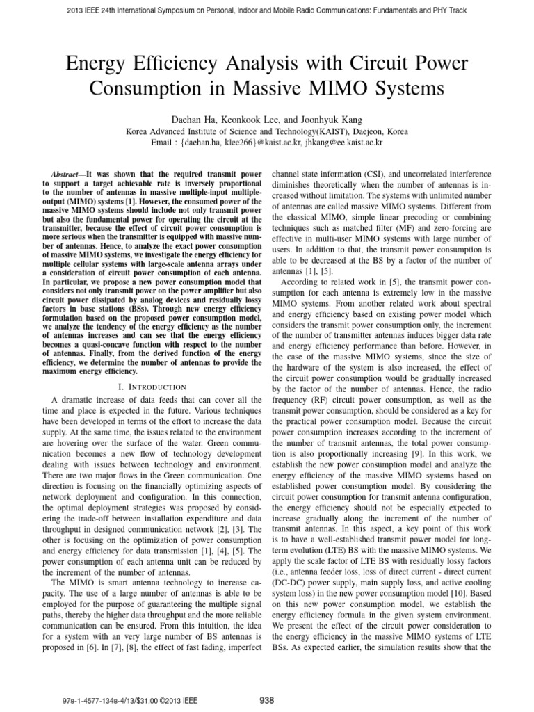 Energy Efficiency Analysis With Circuit Power Consumption in Massive ...