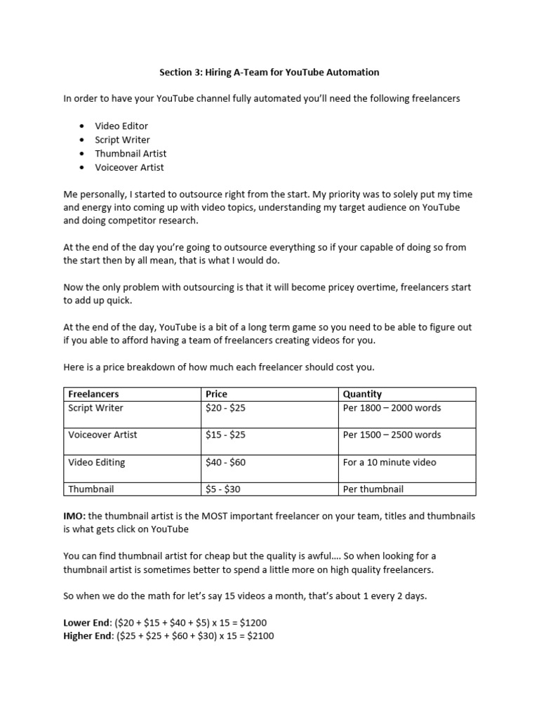 Section 3 Hiring A Team For YouTube Automation PDF