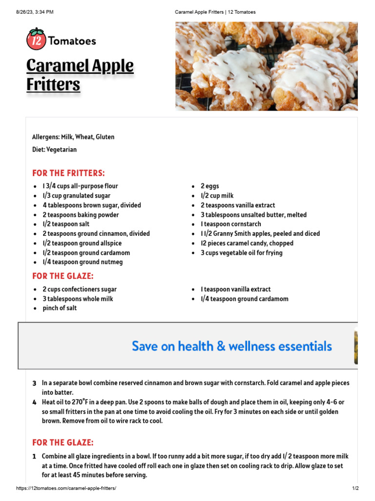 Caramel Apple Fritters 12 Tomatoes PDF Teaspoon Foods
