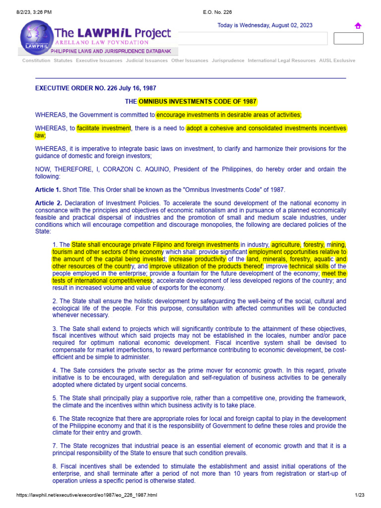 The Omnibus Investments Code of 1987 PDF