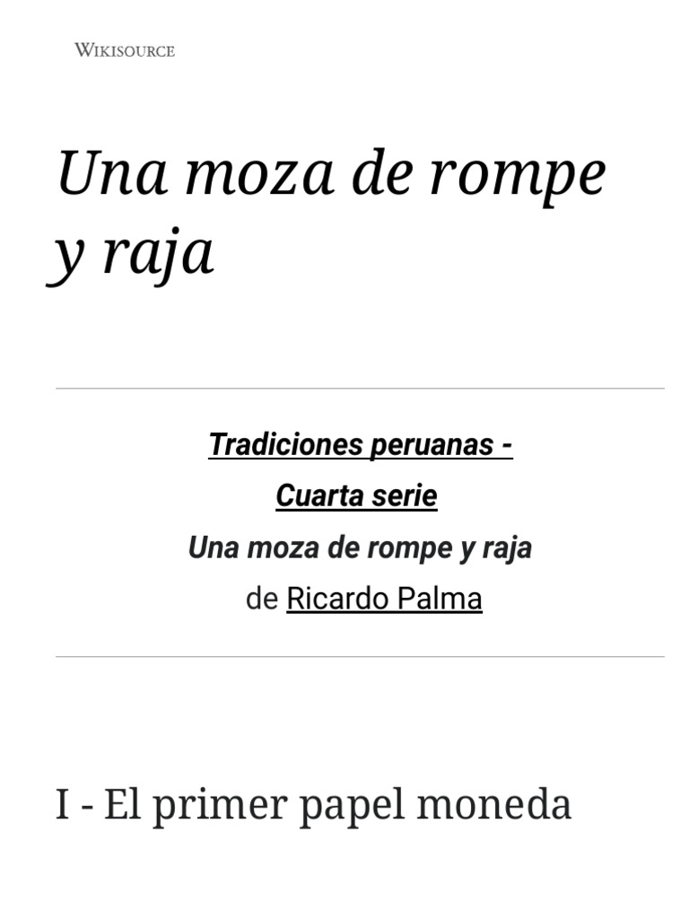 Una Moza de Rompe y Raja - Wikisource | PDF