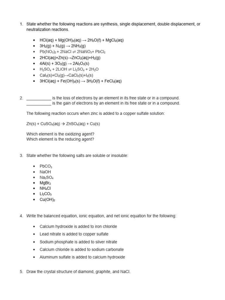 Chemistry Review | PDF