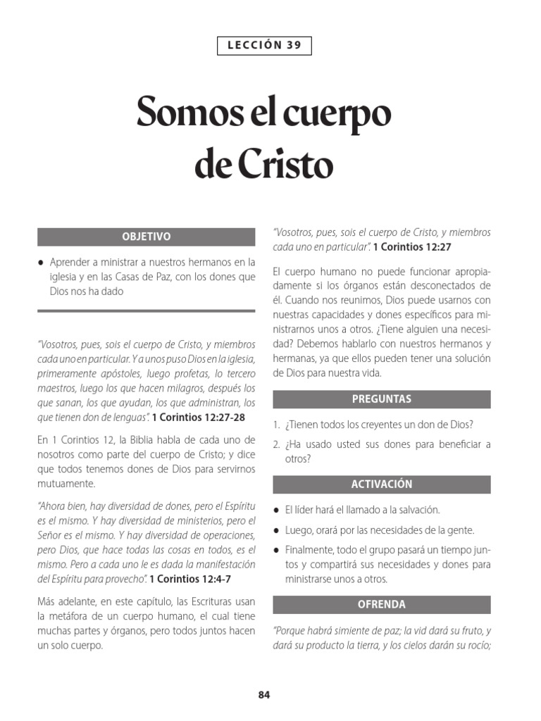 09-27-23 Somos El Cuerpo de Cristo | PDF