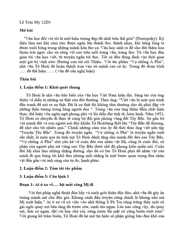 VĂn 12: Vợ chồng A Phủ