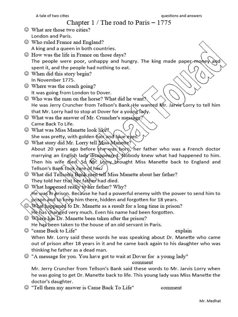 Tale of Two Cities Q & A | PDF