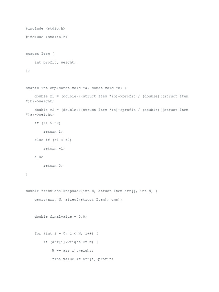 Fractional Knapsack | PDF