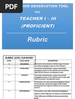 COT Rubric Teacher V Applicant | PDF | Learning | Teachers