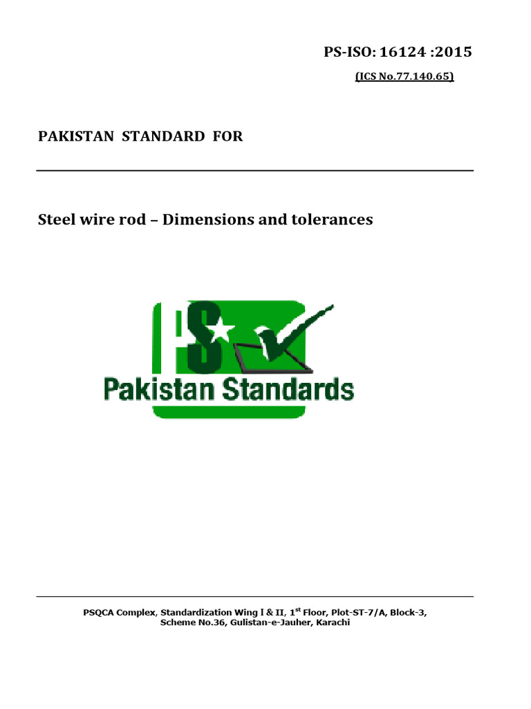 Steel Wire Rod Dimensions Standard PS-ISO 16124 | PDF