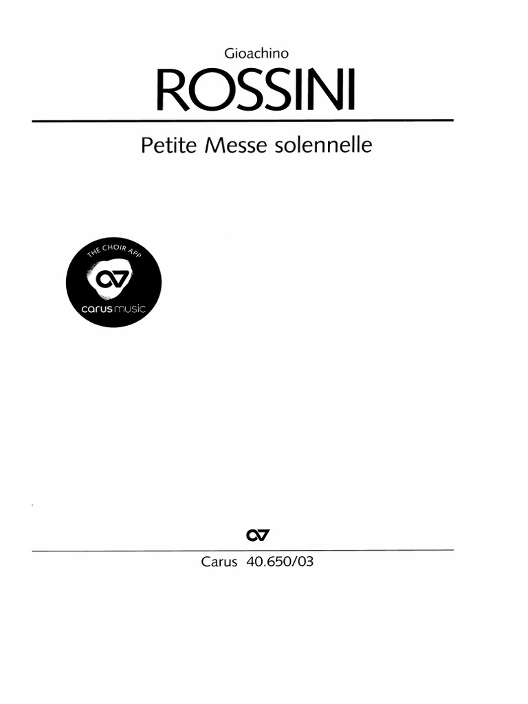 Petite Messe Solennelle Rossini Carus Verlag Pdf