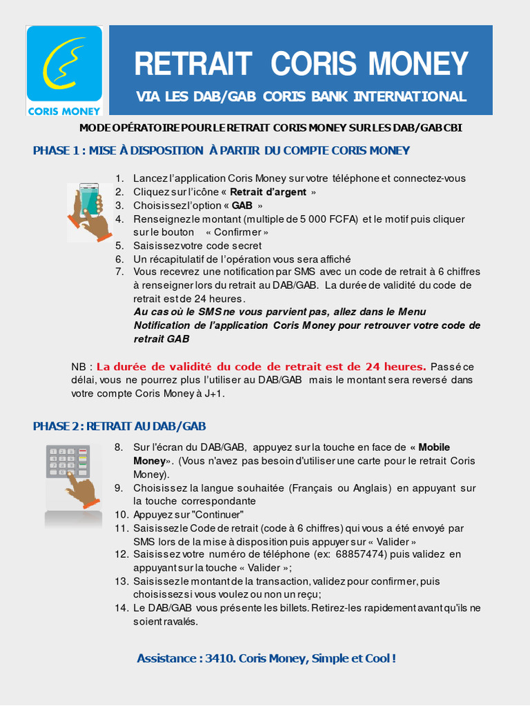 Retrait Coris Money aux DAB/GAB CBI | PDF