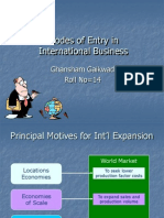 Modes of Entry in International Business: Ghansham Gaikwad Roll No 14