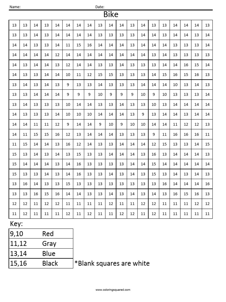 NCC24 Bike Color by Number Kids Coloring Page | PDF