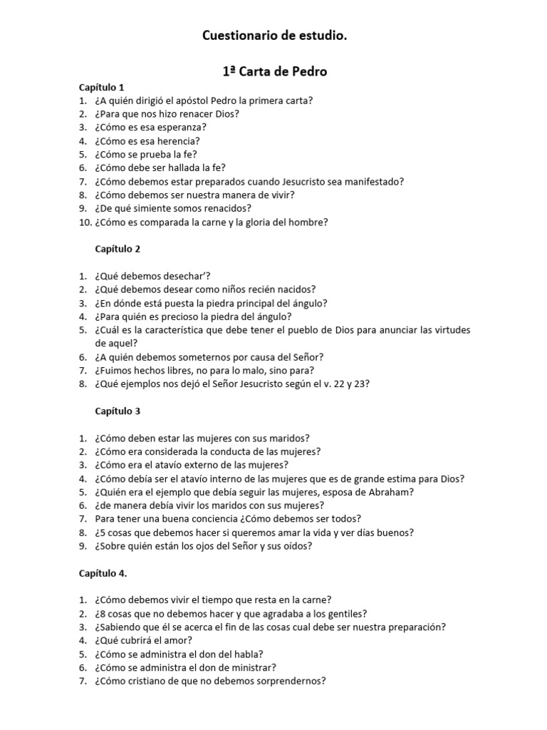 preguntas de las cartas de pedro | PDF