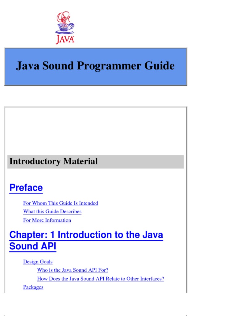 Programmer Guide Java Audio PDF