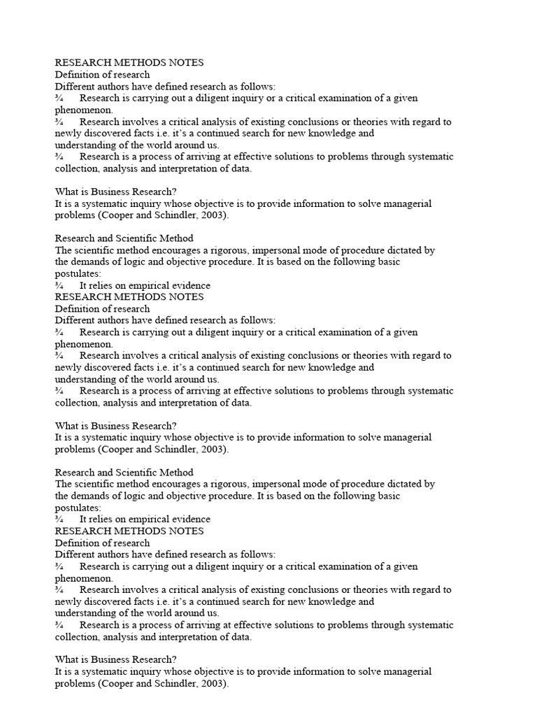 Research Methods Notes Tuk PDF