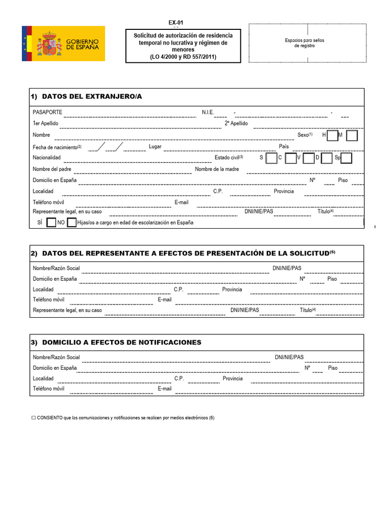 01-Formulario Residencia No Lucrativa | PDF