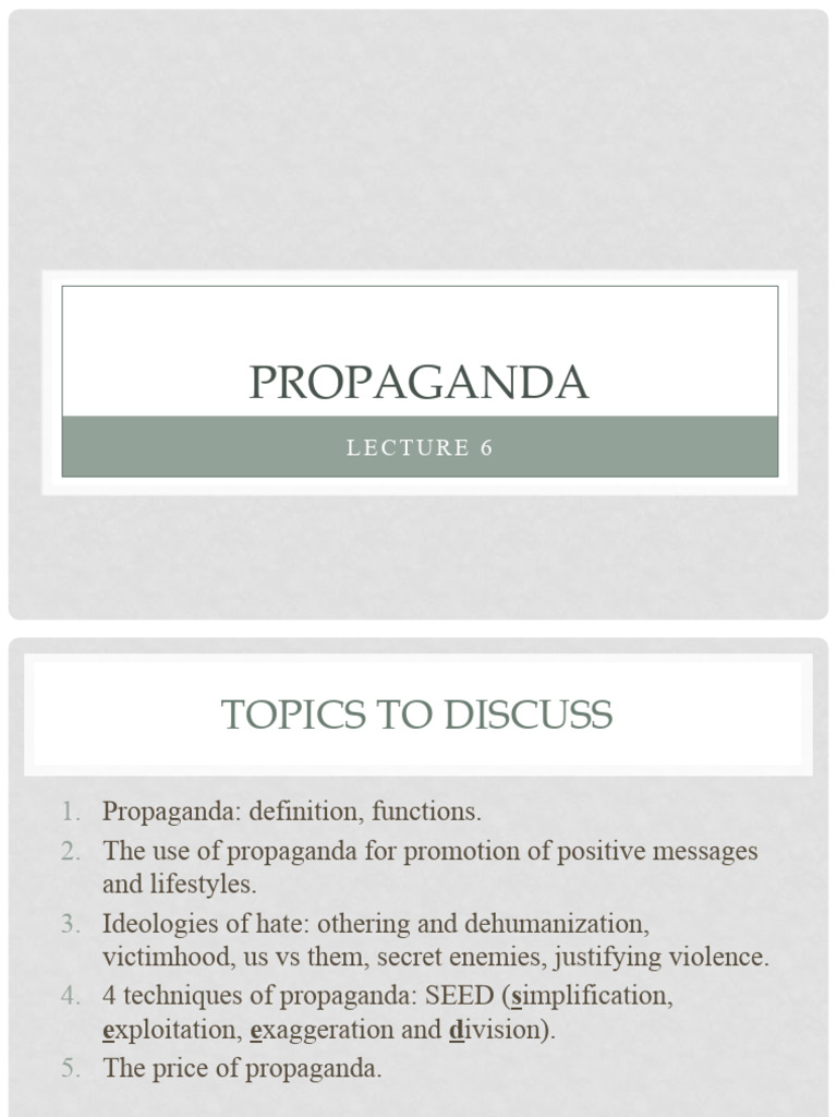 Lecture 6 (Propaganda) | PDF
