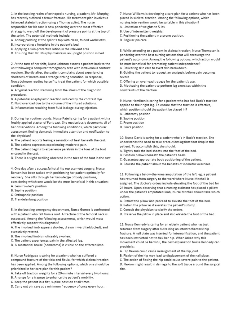 Ortho practice question rn pedia pdf