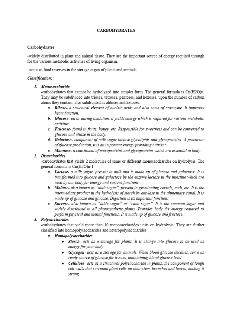 CARBOHYDRATES | PDF