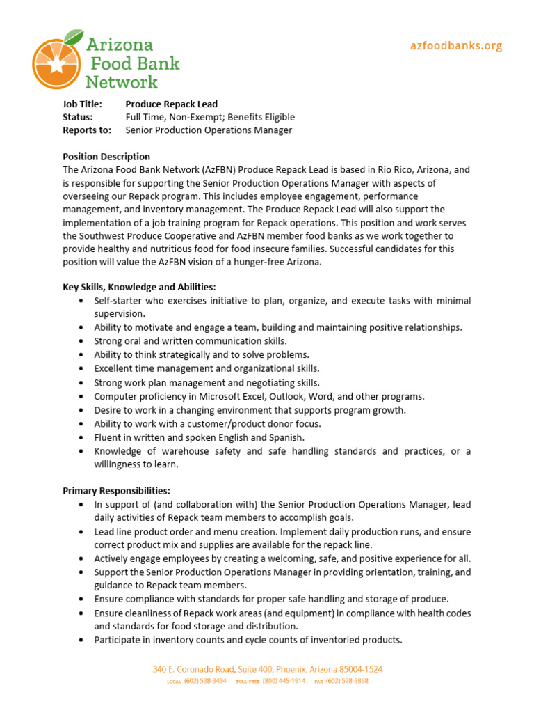 Produce Repack Lead Job Description 9 2023 PDF